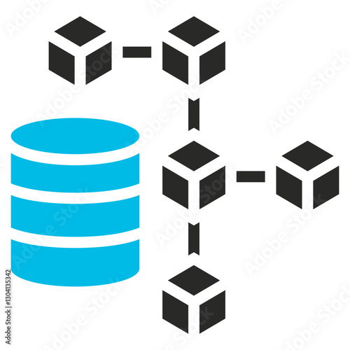 Blockchain Glyph Blue Grey Icon