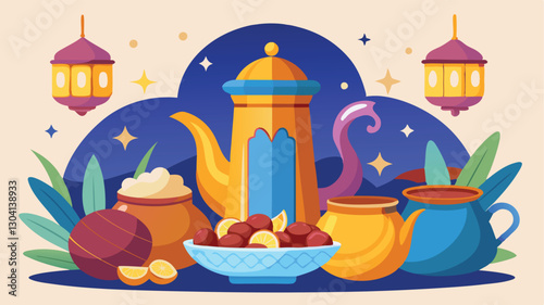 Traditional tea and dates served for Eid guests