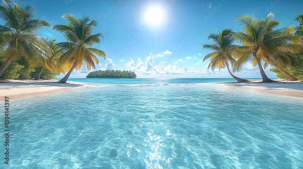 Tropical Beach Paradise Illustration Tropical Beach Paradise Illustration