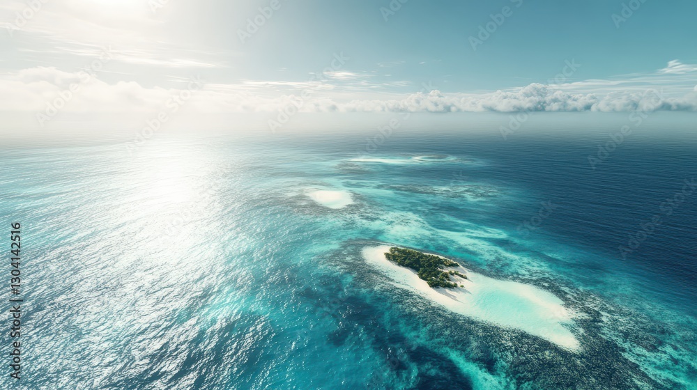 Fototapeta premium Aerial View of Tropical Island and Turquoise Ocean