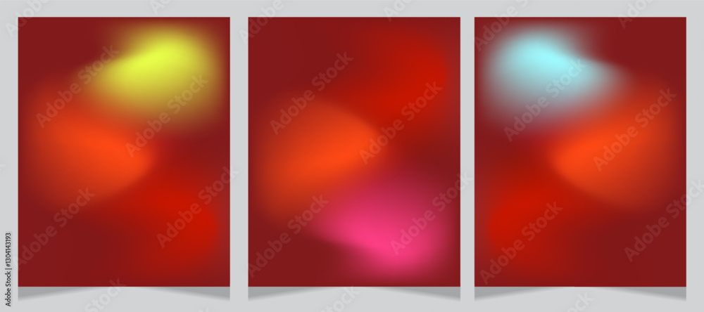 Fototapeta premium Set of three abstract red gradient. mesh