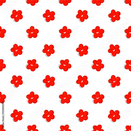 seamless pattern with red flowers 