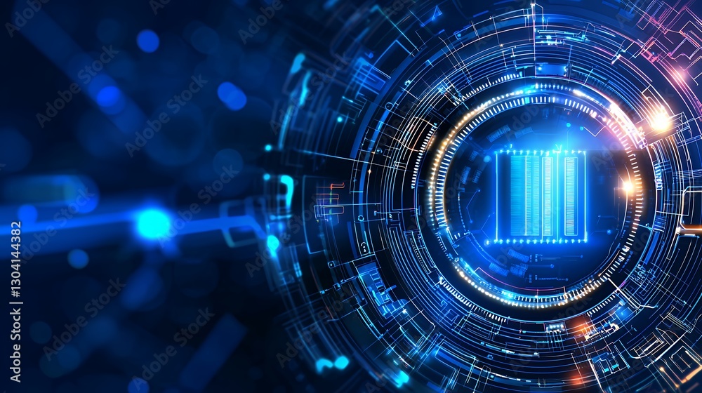 Abstract Blue Technology Background with Glowing Circuits and Artificial Intelligence Theme Abstract Blue Technology Background with Glowing Circuits and Artificial Intelligence Theme