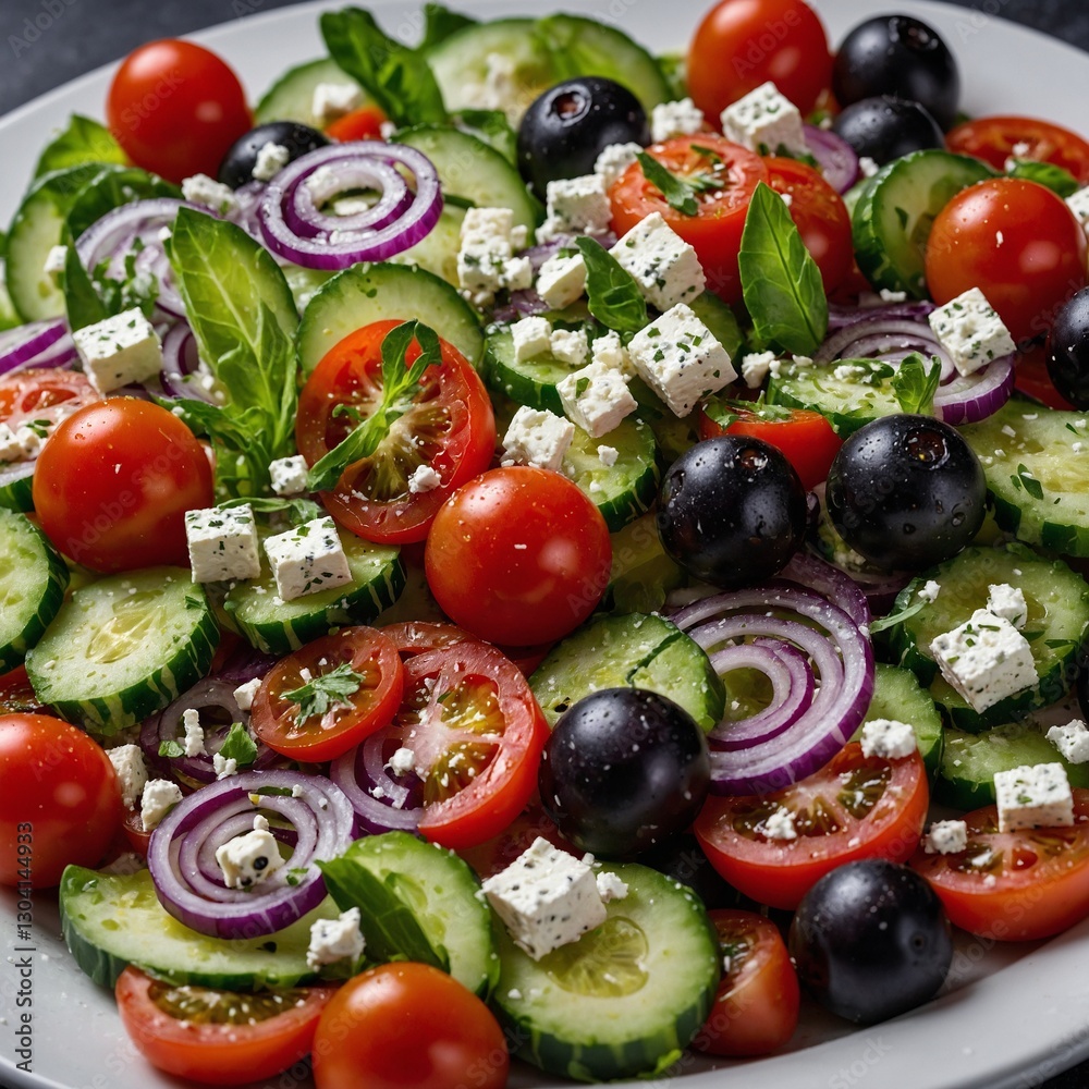 greek salad with feta cheese olives