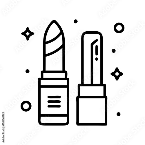 Black and white decorative lipstick icon