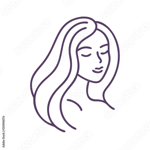 Purple outline elegant woman portrait