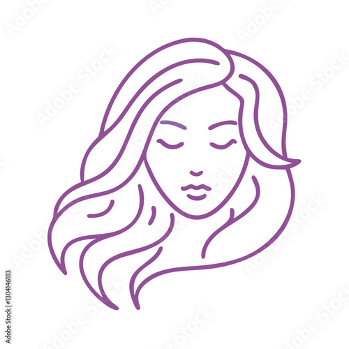 Pink and purple line art beauty portrait