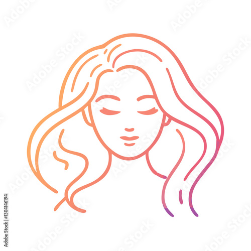 Orange gradient woman with soft waves