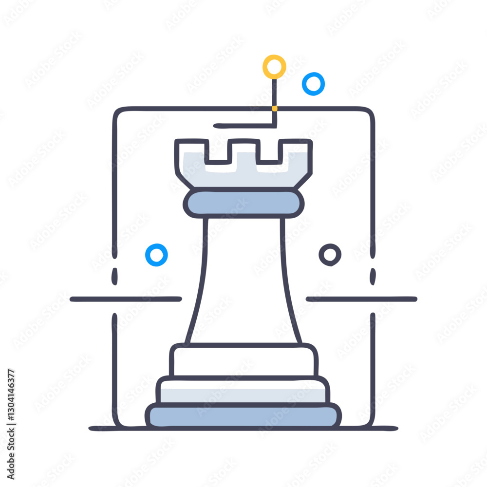 Chess rook with futuristic digital design Chess rook with futuristic digital design