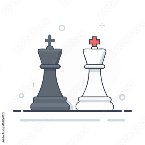 Chess kings in battle black and white icon