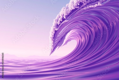 Majestic Purple Wave in a Serene Ocean at Sunset