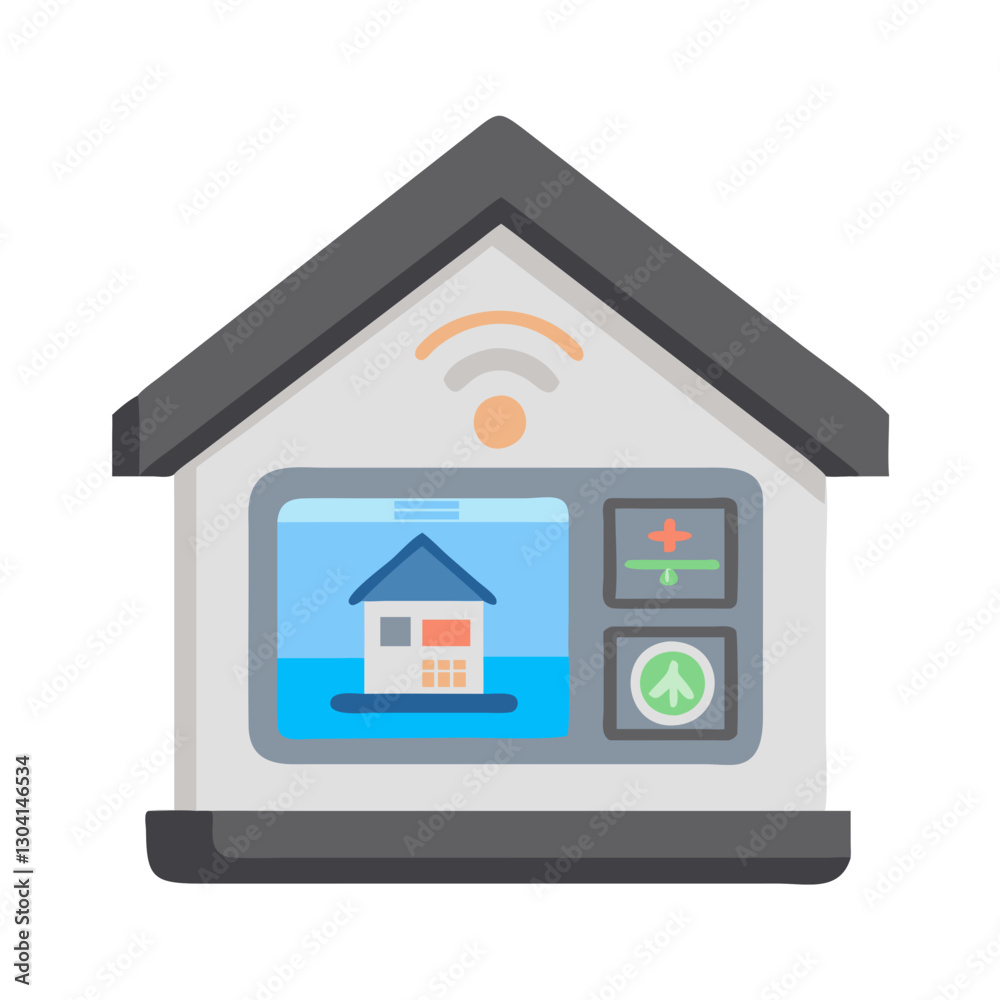 Fototapeta premium Smart home with monitoring screen icon