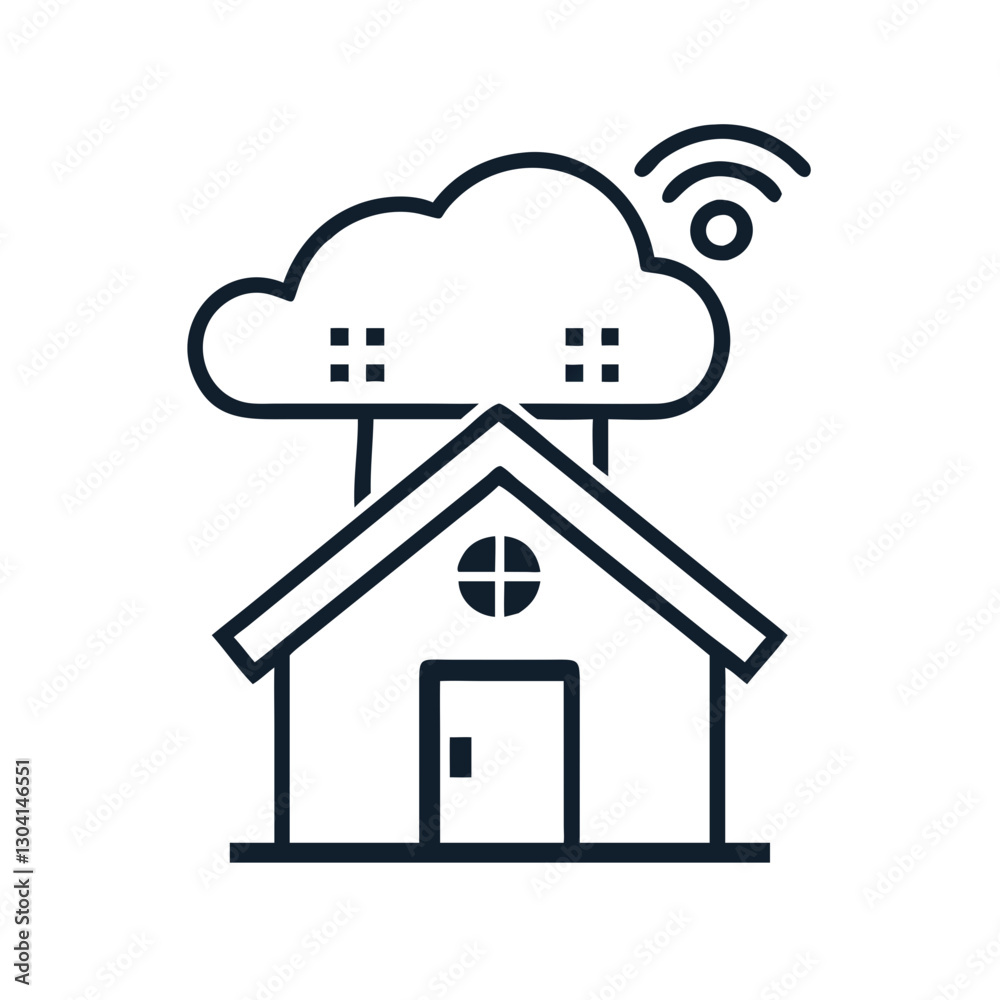 Wireless smart home with cloud technology icon Wireless smart home with cloud technology icon