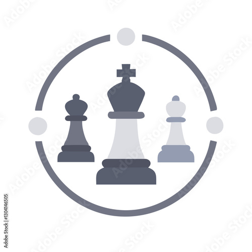 Chess game strategy circle icon