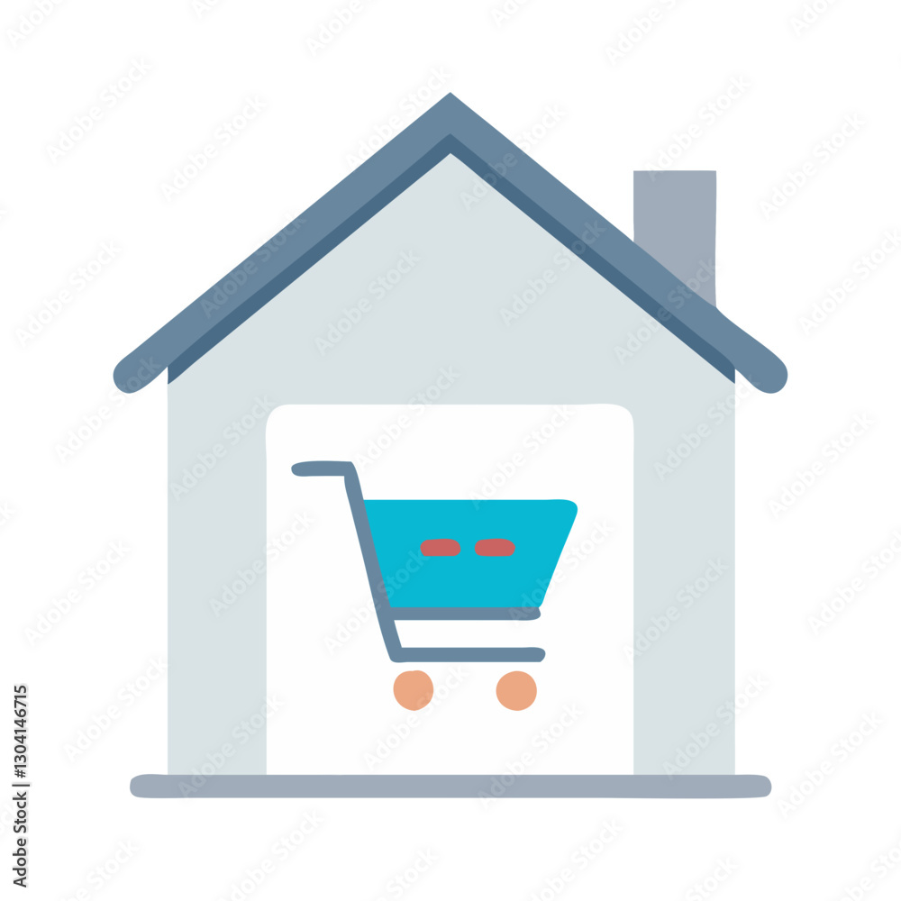 Smart home with online shopping icon Smart home with online shopping icon