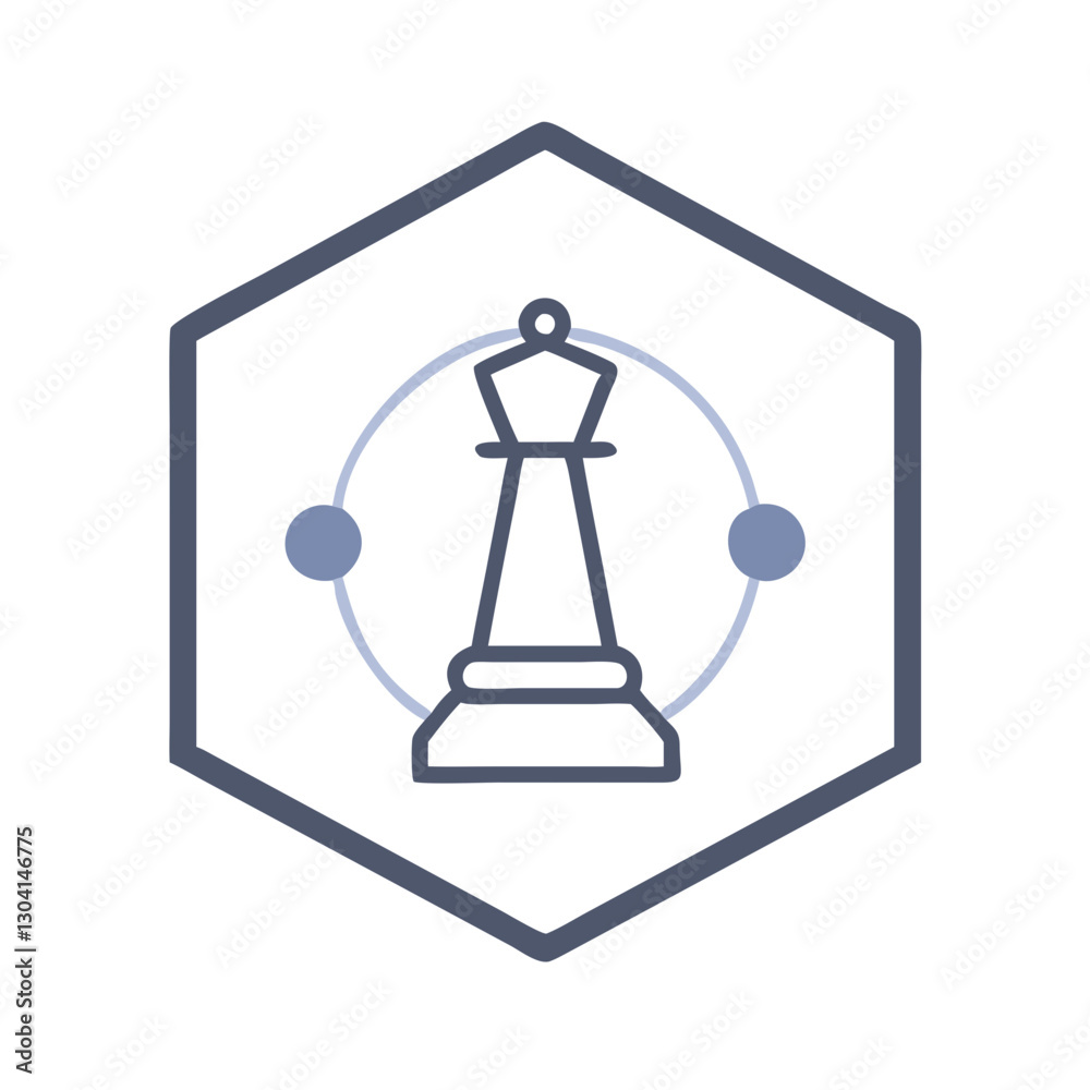 Chess king inside hexagonal frame icon Chess king inside hexagonal frame icon
