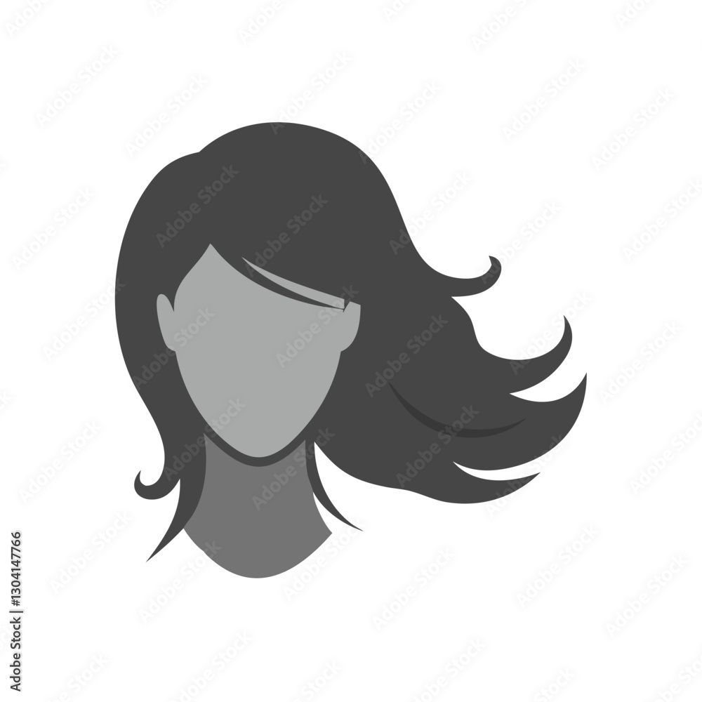 Silhouette of woman with stylish short hair icon Silhouette of woman with stylish short hair icon