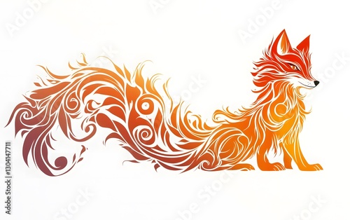 Tribal tattoo animal concept with fox in the form of a fox