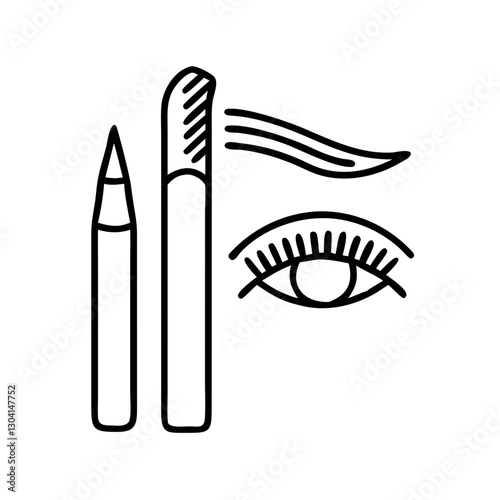 Eyebrow and eye makeup tools outline icon