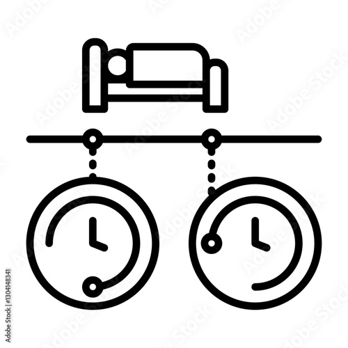 Work interval image icon. There is a bed between the work hour and the next work hour.