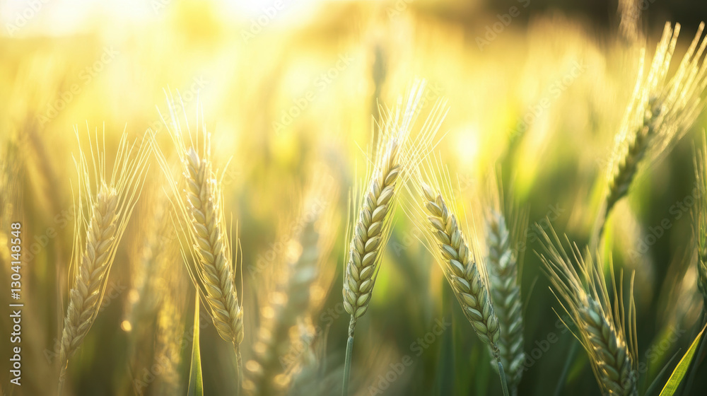 Golden wheat field glowing in sunlight, showcasing nature beauty Golden wheat field glowing in sunlight, showcasing nature beauty