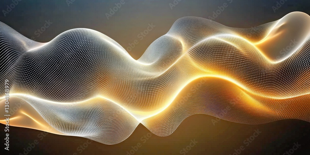 Fototapeta premium Abstract dynamic wave shines with a luminous glow. Fluid forms and futuristic patterns. Modern aesthetic, elegant design, perfect for technology illustrations and creative backgrounds.