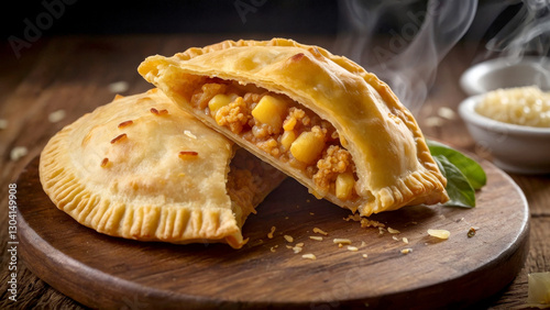 Venezuelan empanadas featuring diced potato and ground beef, wrapped in flaky dough for hearty bite. Authentic flavors merge tradition and innovation, celebrating latin american culinary pride