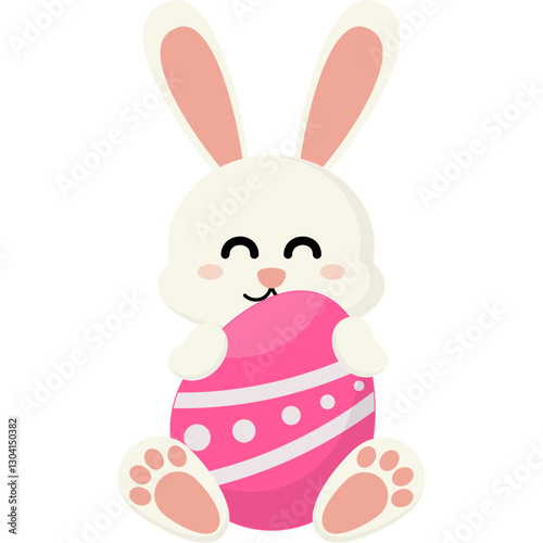 Easter Bunny Hugging Egg Illustration