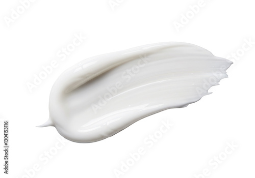 Smooth creamy lotion swirl white background. AI Generated
