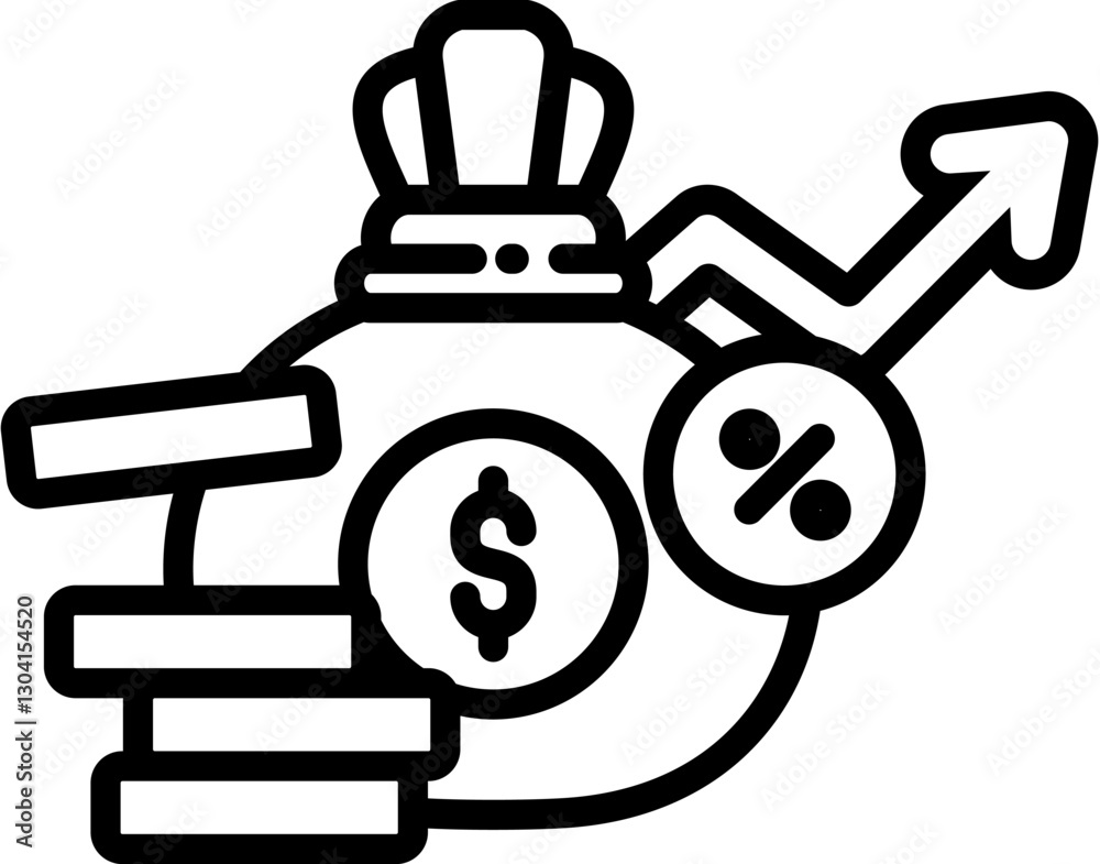 Interest Rate Icon in Outline Style. Simple Vector Design. Simple Vector Outline Icon Interest Rate Icon in Outline Style. Simple Vector Design. Simple Vector Outline Icon