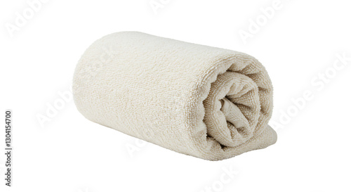 Soft cream towel neatly rolled studio shot. AI Generated