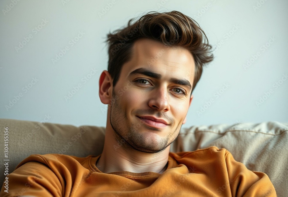 Fototapeta premium Relaxed male trendsetter on a couch