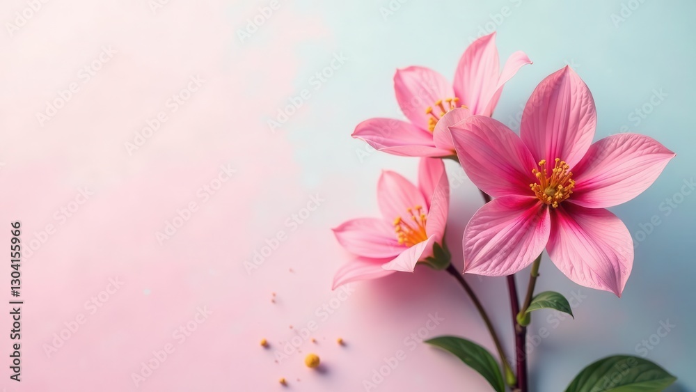 Delicate Pink Blooms on Pastel Background A Soft and Elegant Floral Image Delicate Pink Blooms on Pastel Background A Soft and Elegant Floral Image