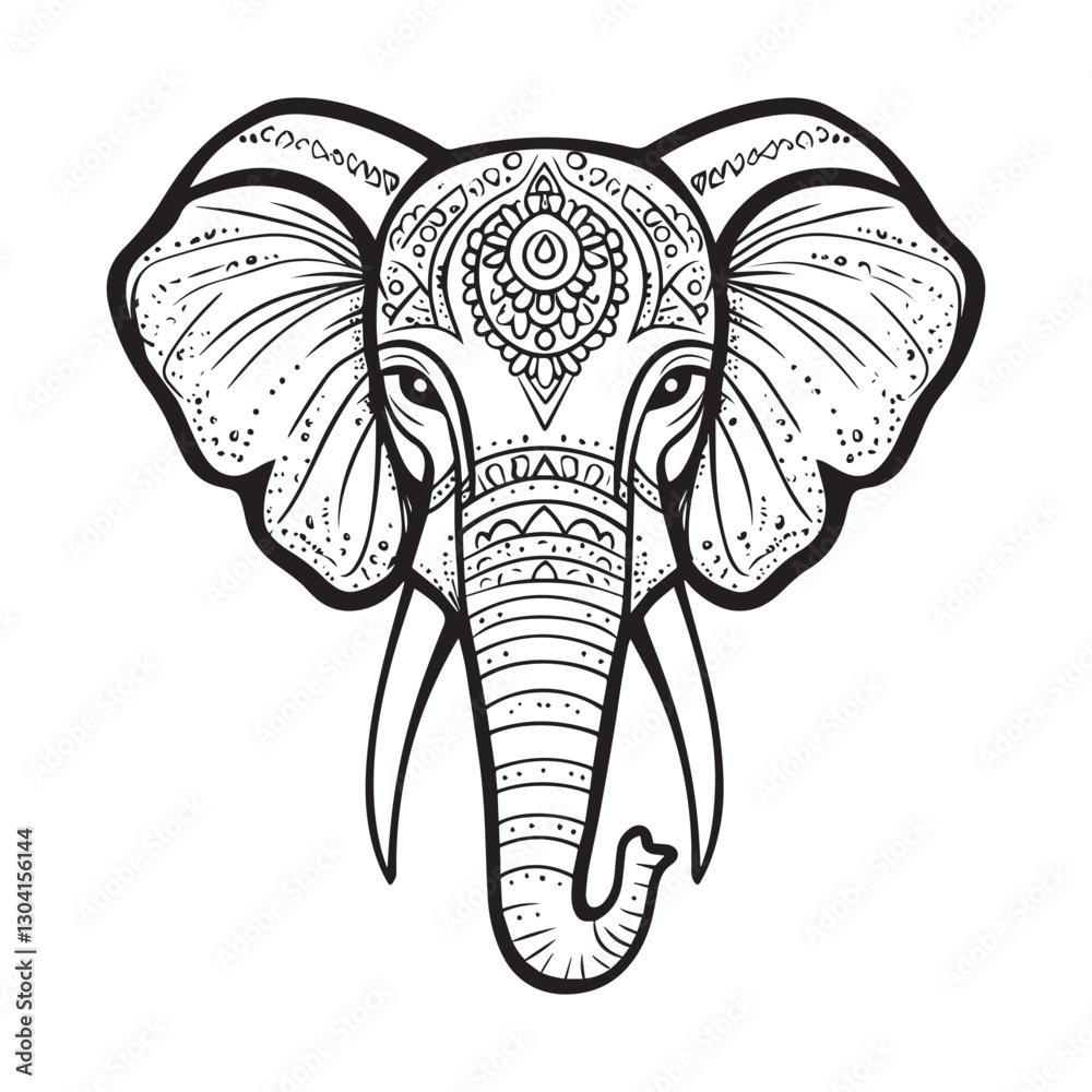 Obraz premium Elephant head line art mandala zentangle coloring page vector