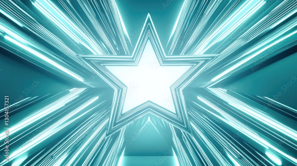 Obraz premium Futuristic Starburst in Neon Glow with Dynamic Light Patterns