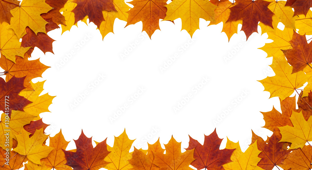 Autumn Leaves Frame Bright White Background. AI Generated Autumn Leaves Frame Bright White Background. AI Generated