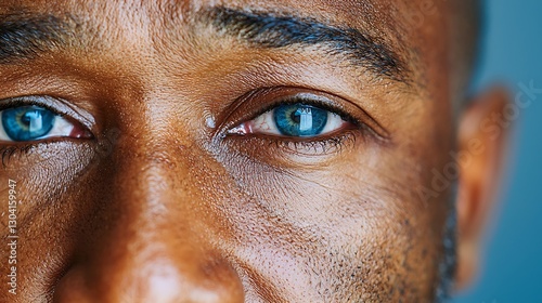 Closeup portrait of man with blue eyes