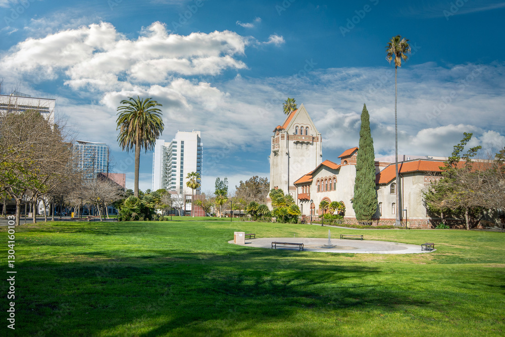 University buildings in San Jose, California, USA.