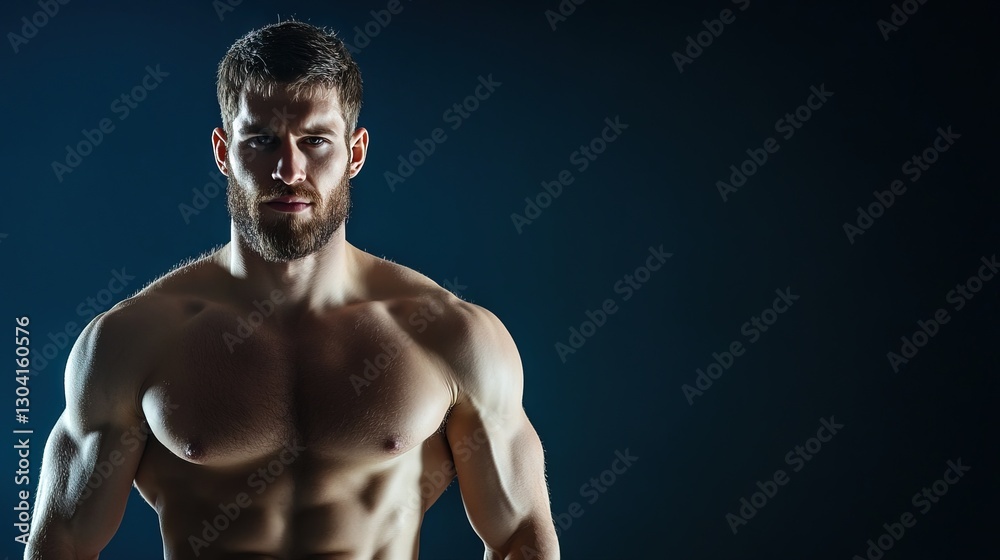 Fototapeta premium Strong Athletic Man Fitness Model showing his perfect back isolated on background with copyspace