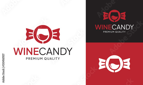 Wine Candy Logo Design Template. A logo Representing Candy Made from Wine or Wine-Infused Candy. Perfect for Candy Companies, Confectionery Shops, Dessert Bars, Wineries, or Gift Hampers for Events