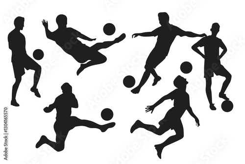football soccer player pose silhouette vector illustration