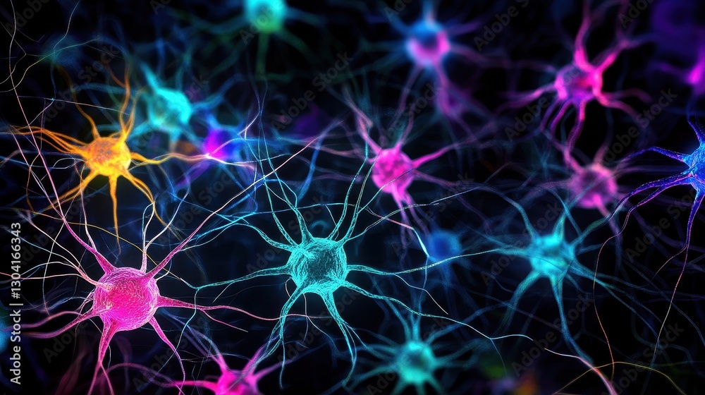 Vibrant Neuron Network Microscopic Neural Connections Vibrant Neuron Network Microscopic Neural Connections