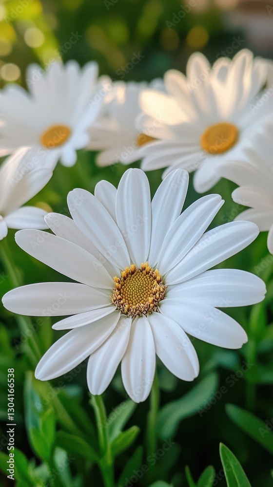 Obraz premium Beautiful Daisies in Bloom Highlighting Nature Elegance and Tranquility in a Garden Setting