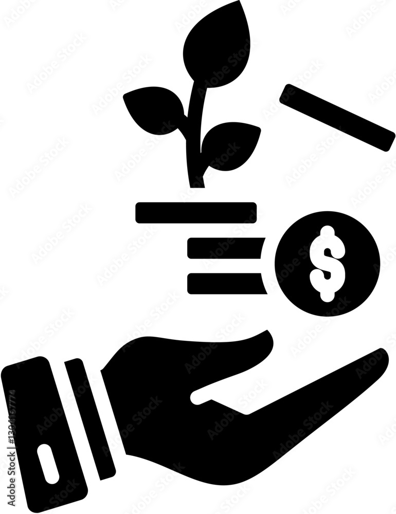 Investment Icon in Glyph Style. Simple Vector Design. Simple Vector Glyph Icon Investment Icon in Glyph Style. Simple Vector Design. Simple Vector Glyph Icon