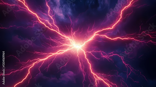 Interwoven Purple and Pink Lightning