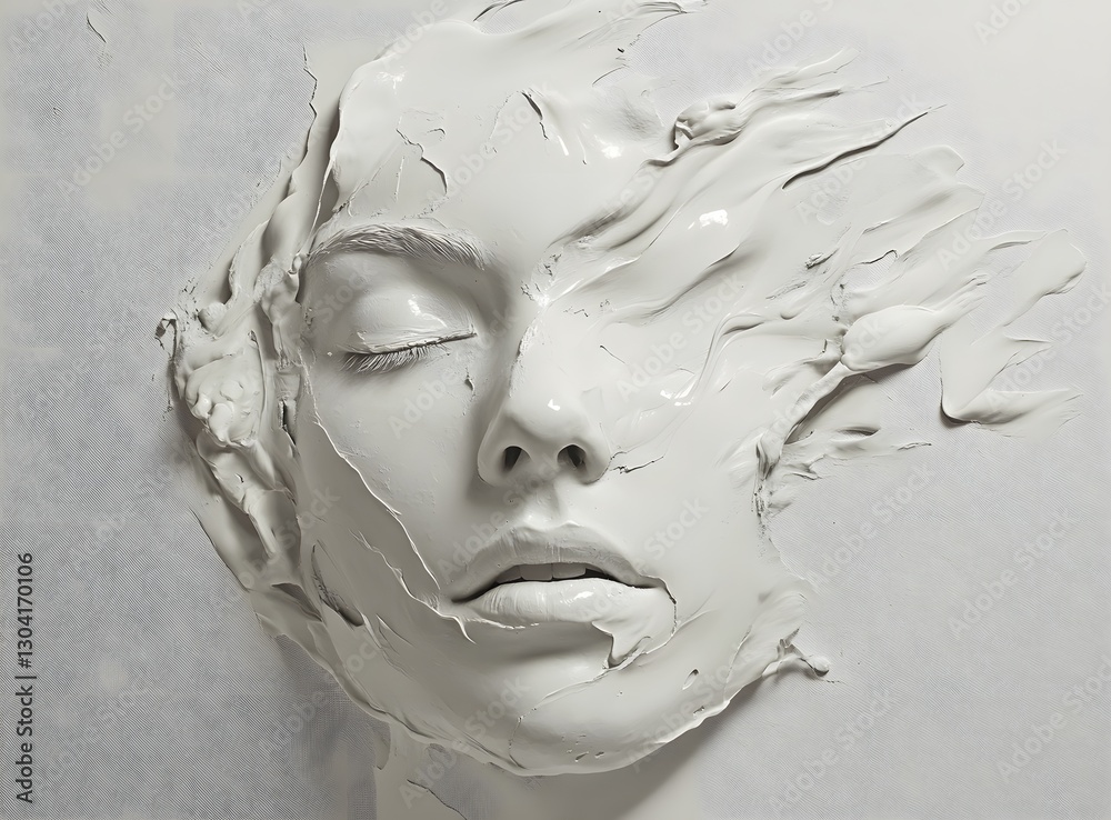 custom made wallpaper toronto digitalVibrant white paint fluid flowing on a white background, creates a visual effect, generative AI