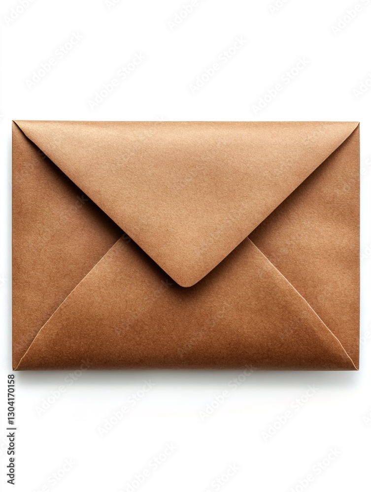Brown envelope resting on white background Brown envelope resting on white background