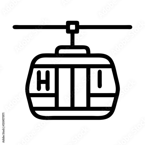 cable car in flat style. Cable car outline icons. Cable car thin line icon set . his expansive collection features diverse funicular and cable car gondola icons, ideal for projects related to mounta


