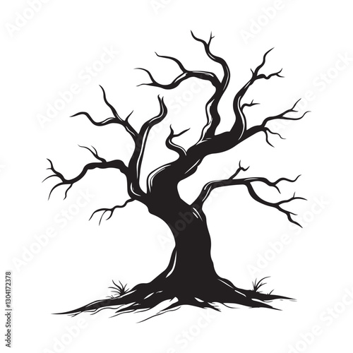 Spooky Tree Vector Image. Dead Tree Vector Design for Halloween Vector isolated on white background.