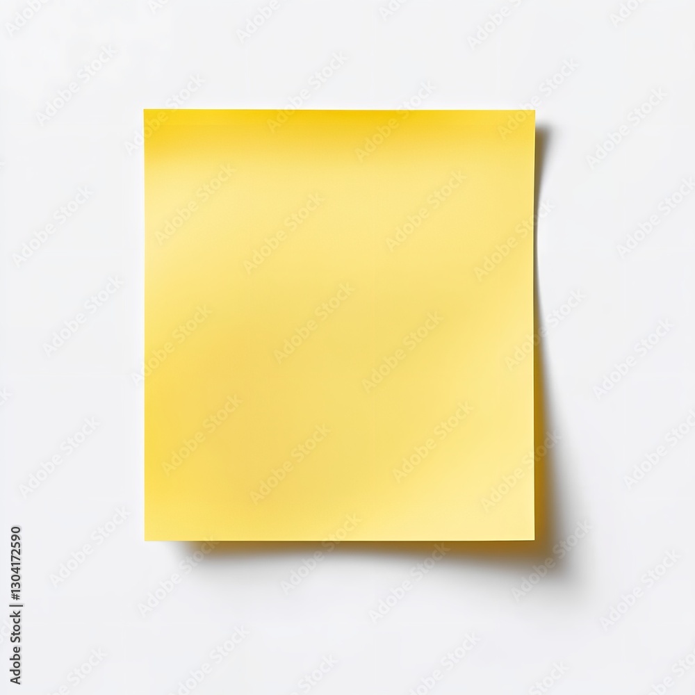 Single Yellow Post-it Note with Shadow, Displayed Against a White Background.